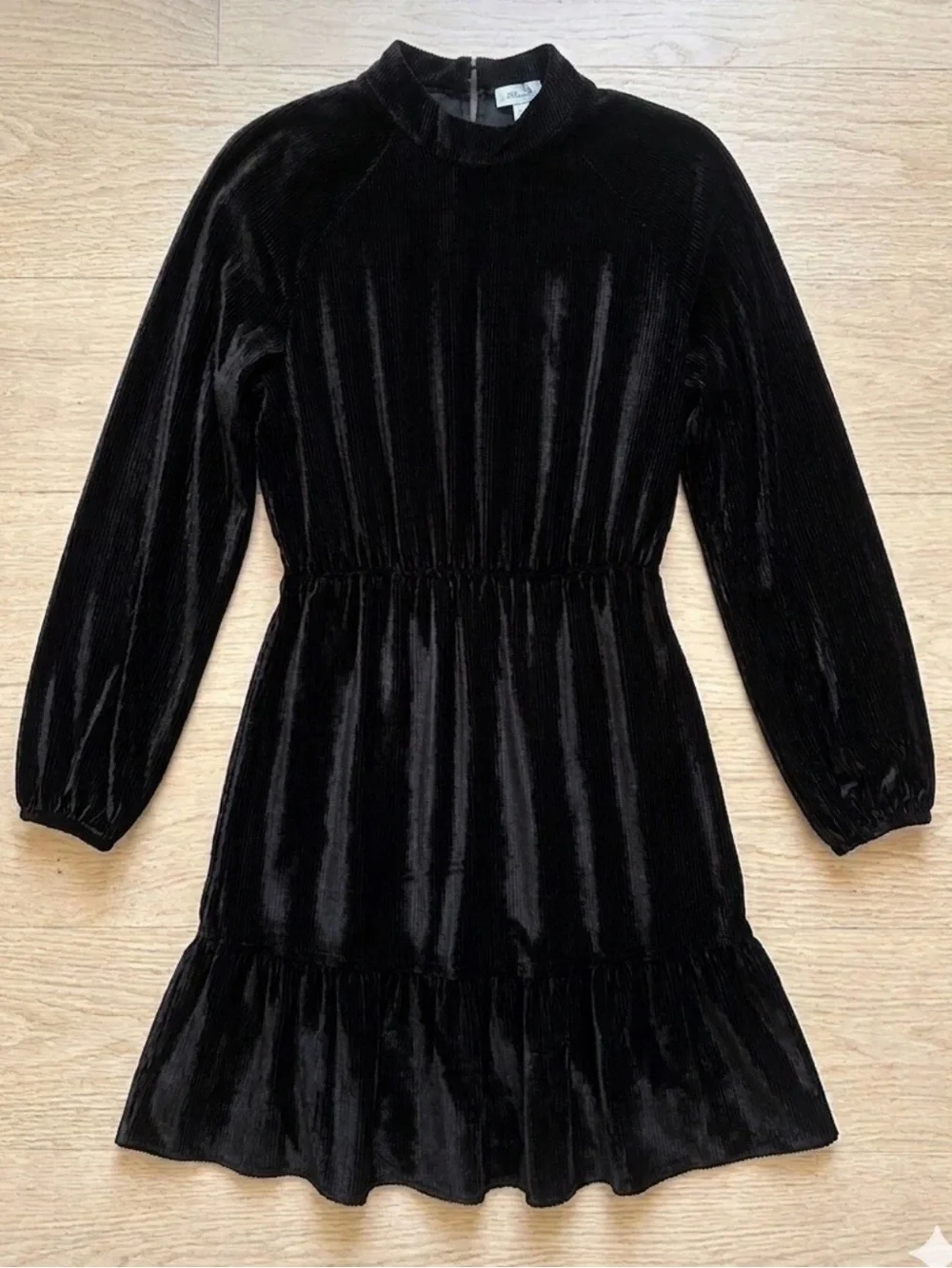 Cloth & Stone Silk Blend Ribbed Velvet Mini Dress Black XS NWOT - Picture 1 of 10
